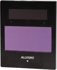 Allegro - 1.9" Wide x 3.8" High, Lens Shade 5 to 14, Plastic Auto-Darkening Lens - 0.4167" Thick, Green, Vertical Mount - Eagle Tool & Supply