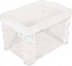 ADVANTUS - 1 Compartment, 6-1/4 Inch Wide x 4-1/4 Inch Deep x 4-1/4 Inch High, Card File Box With Lift-Off Lid - Plastic, Clear - Eagle Tool & Supply