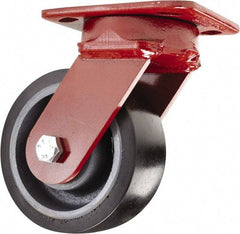 Hamilton - 5" Diam x 2" Wide x 6-1/2" OAH Top Plate Mount Swivel Caster - Polyurethane, 1,360 Lb Capacity, Sealed Precision Ball Bearing, 4 x 5" Plate - Eagle Tool & Supply