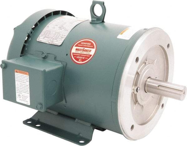 Leeson - 3 Max hp, 1,800 Max RPM, Premium Efficient Electric AC DC Motor - 230/460 V Input, Three Phase, 182TC Frame, C-Face with Base Mount, TEFC Enclosure - Eagle Tool & Supply