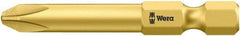 Wera - #3, Hex Drive Phillips Power Screwdriver Bit - 1/4" Drive, 2" OAL - Eagle Tool & Supply