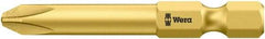 Wera - #1, Hex Drive Phillips Power Screwdriver Bit - 1/4" Drive, 2" OAL - Eagle Tool & Supply