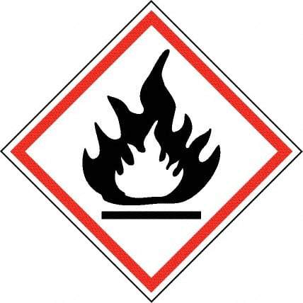 NMC - Hazardous Materials Label, Header: Flammable Warning - Legend: GHS - Graphic, English, Black & Red, 2" Long x 2" High, No Coating - Eagle Tool & Supply