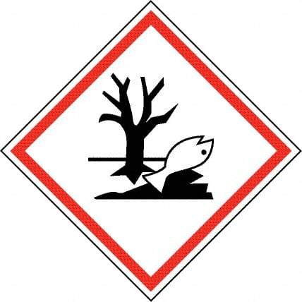 NMC - Hazardous Materials Label, Header: Dangerous for Environment Warning - Legend: GHS - Graphic, English, Black & Red, 2" Long x 2" High, No Coating - Eagle Tool & Supply