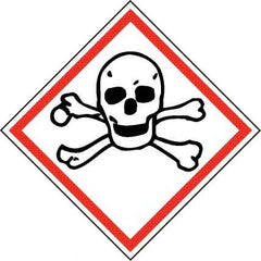 NMC - Hazardous Materials Label, Header: Toxic Warning - Legend: GHS - Graphic, English, Black & Red, 2" Long x 2" High, No Coating - Eagle Tool & Supply