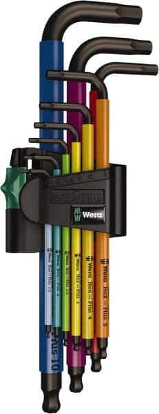 Wera - 9 Piece L-Key Hex Key Set - Hex Range 1.5 to 10mm - Eagle Tool & Supply