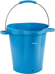 Vikan - 5 Gal, 18" High, Polypropylene Round Blue Single Pail with Pour Spout - Handle Included, 15.4mm Top Length x 18.9" Top Width x 18.9" Top Diam - Eagle Tool & Supply