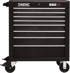 Proto - 8 Drawer 15,134 Lb Capacity Steel Tool Roller Cabinet - 34" Wide x 41" High x 25-1/4" Deep, Ball Bearing Drawer Slides, Black - Eagle Tool & Supply