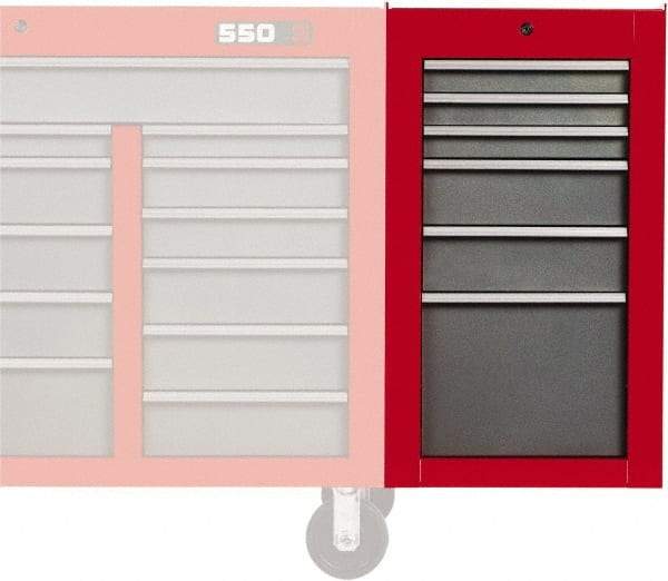 Proto - 6 Drawer Red/Gray Side Cabinet - 19" Wide x 34" High x 25" Deep, Use with 502 Series Box - Eagle Tool & Supply
