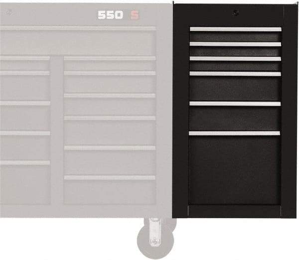 Proto - 6 Drawer Black Side Cabinet - 19" Wide x 34" High x 25" Deep, Use with 500 Series Box - Eagle Tool & Supply