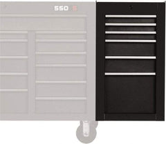 Proto - 6 Drawer Black Side Cabinet - 19" Wide x 34" High x 25" Deep, Use with 500 Series Box - Eagle Tool & Supply