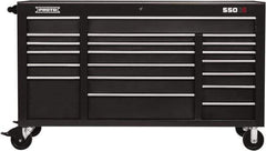 Proto - 20 Drawer Mobile Workstation - 67" Wide x 25-1/4" Deep x 41" High, Steel, Dual Black - Eagle Tool & Supply