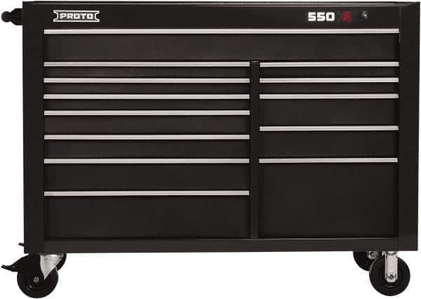 Proto - 13 Drawer Mobile Workstation - 57" Wide x 25-1/4" Deep x 43" High, Steel, Dual Black - Eagle Tool & Supply