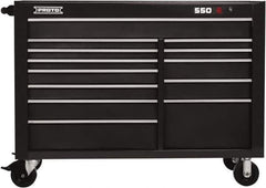Proto - 13 Drawer Mobile Workstation - 57" Wide x 25-1/4" Deep x 43" High, Steel, Dual Black - Eagle Tool & Supply