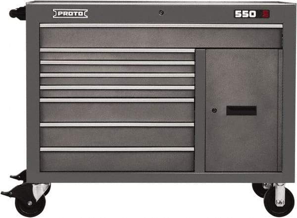Proto - 1 Shelf, 8 Drawer, 1 Door Mobile Workstation - 50" Wide x 25-1/4" Deep x 41" High, Steel, Dual Gray - Eagle Tool & Supply
