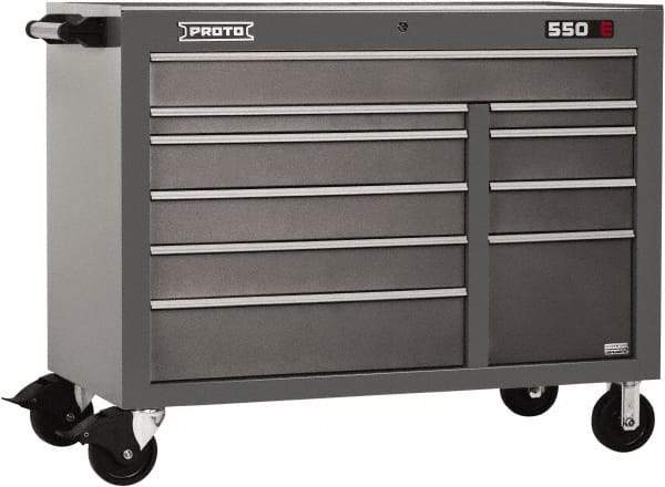 Proto - 10 Drawer Mobile Workstation - 50" Wide x 25-1/4" Deep x 41" High, Steel, Dual Black - Eagle Tool & Supply
