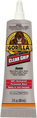 Gorilla Glue - 3 oz Tube Clear Contact Adhesive - 1 to 5 min Working Time, 24 hr Full Cure Time, Bonds to Masonry, Ceramic, Concrete, Fabric, Glass, Leather, Metal, Paper, Rubber, Velcro & Wood - Eagle Tool & Supply