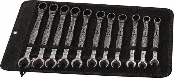 Wera - 11 Piece, 8mm to 19mm, Combination Wrench Set - Metric Measurement Standard, Chrome Vanadium Finish, Comes in Canvas Tool Holster - Eagle Tool & Supply