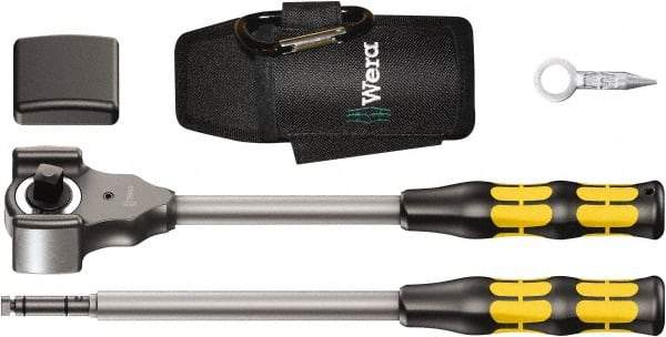 Wera - 1/2" Drive Square Head Ratchet Set - Nickel-Plated Finish, 13-27/64" OAL, 32 Gear Teeth - Eagle Tool & Supply