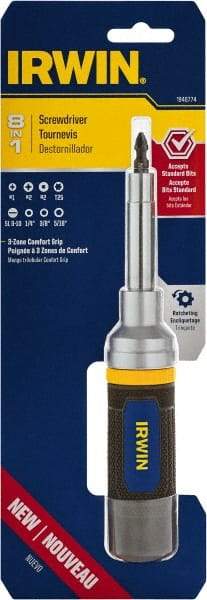 Irwin - 8-in-1 Mini-Ratchet Bit Screwdriver Kit - Phillips, Torx, Square, Nutdrivers, Ratcheting - Eagle Tool & Supply
