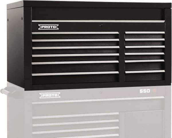 Proto - 12 Drawer Top Tool Chest - 50" Wide x 25-1/4" Deep x 27" High, Steel, Black - Eagle Tool & Supply