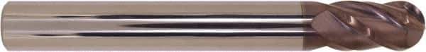 Millstar - 12mm Diam, 24mm LOC, 4 Flute Solid Carbide Ball End Mill - HSN Finish, Single End, 100mm OAL, 12mm Shank Diam - Eagle Tool & Supply