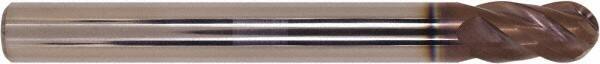 Millstar - 10mm Diam, 20mm LOC, 4 Flute Solid Carbide Ball End Mill - HSN Finish, Single End, 100mm OAL, 10mm Shank Diam - Eagle Tool & Supply