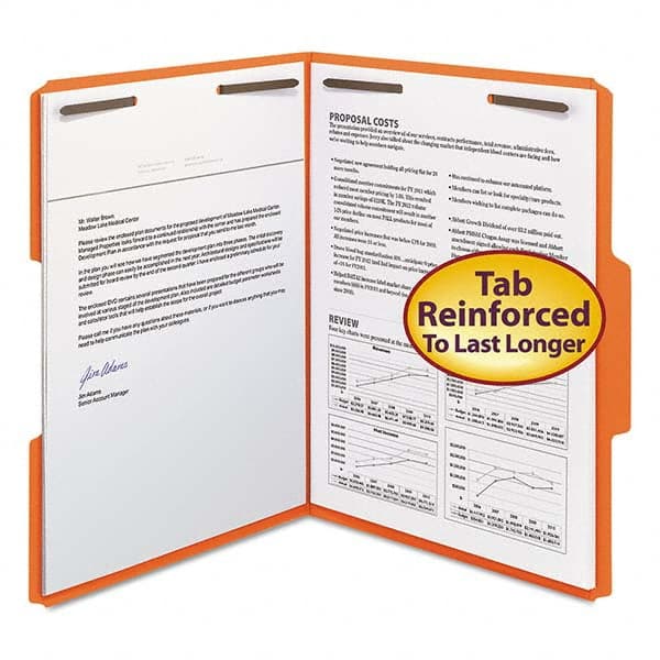 SMEAD - File Folders, Expansion Folders & Hanging Files Folder/File Type: File Folders with Top Tab Fastener Color: Orange - Eagle Tool & Supply