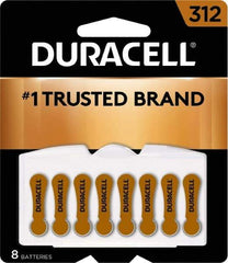 Duracell - Size 312, Zinc Air, 8 Pack, Hearing Aid Battery - 1.4 Volts, Flat Terminal, PR41, ANSI 7002ZD Regulated - Eagle Tool & Supply