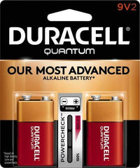 Duracell - Size 9V, Alkaline, 2 Pack, Standard Battery - 9 Volts, Snap Terminal, 6LR61, ANSI 1604A Regulated - Eagle Tool & Supply