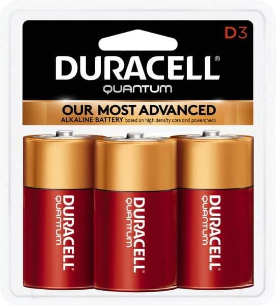 Duracell - Size D, Alkaline, 3 Pack, Standard Battery - 1.5 Volts, Button Tab Terminal, LR20, ANSI 13A Regulated - Eagle Tool & Supply