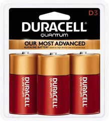 Duracell - Size D, Alkaline, 3 Pack, Standard Battery - 1.5 Volts, Button Tab Terminal, LR20, ANSI 13A Regulated - Eagle Tool & Supply