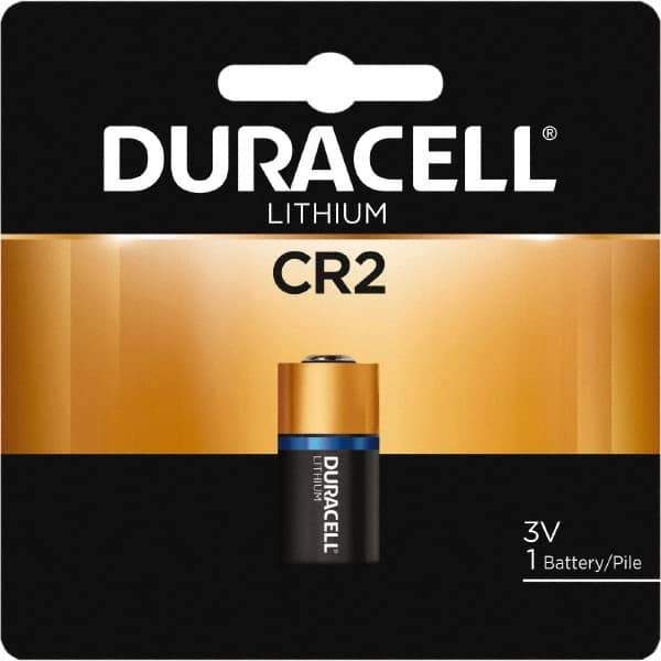 Duracell - Size CR2, Lithium, 1 Pack, Button & Coin Cell Battery - 3 Volts, Button Tab Terminal, CR17355, ANSI 5046LC Regulated - Eagle Tool & Supply