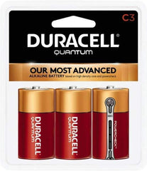 Duracell - Size C, Alkaline, 3 Pack, Standard Battery - 1.5 Volts, Button Tab Terminal, LR14, ANSI 14A Regulated - Eagle Tool & Supply