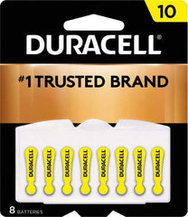 Duracell - Size 10, Zinc Air, 8 Pack, Hearing Aid Battery - 1.4 Volts, Flat Terminal, PR70, ANSI 7005ZD Regulated - Eagle Tool & Supply