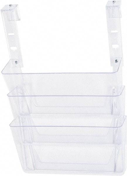 Deflect-o - 13" Wide x 4" Deep x 20" High, 3 Compartments, Plastic Hanging File Folder Racks-Plastic - Clear, 12-3/4" Compartment Width x 3-3/4" Compartment Depth x 6-3/4" Compartment Height - Eagle Tool & Supply