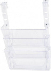 Deflect-o - 13" Wide x 4" Deep x 20" High, 3 Compartments, Plastic Hanging File Folder Racks-Plastic - Clear, 12-3/4" Compartment Width x 3-3/4" Compartment Depth x 6-3/4" Compartment Height - Eagle Tool & Supply