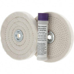 Value Collection - 6" Diam Cushion Sewn, Spiral Sewn Buffing Wheel Set - 1/2 & 7/8" Arbor Hole - Eagle Tool & Supply