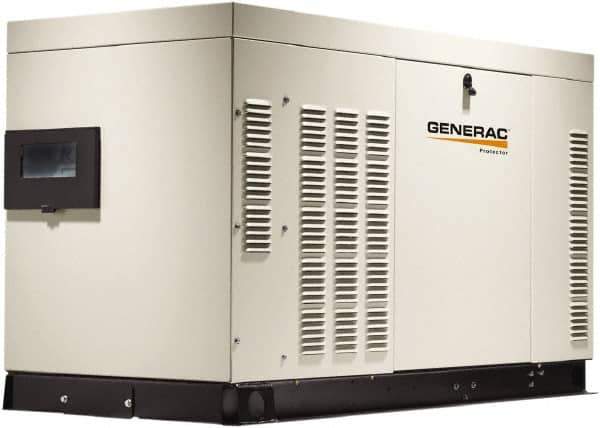 Generac Power - 1 Phase LP & NG Liquid Cooled Standby Power Generator without Transfer Switch - 120/240 V, 30 kW, OHVI, Bisque Aluminum Enclosure, Use 75 (LP) & 221 (NG) to Fuel - Eagle Tool & Supply