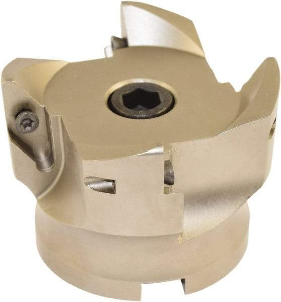 Millstar - 4 Inserts, 80mm Cut Diam, 27mm Arbor Diam, Indexable Square-Shoulder Face Mill - 93° Lead Angle, 60mm High, VCGT Insert Compatibility, Series ASMC - Eagle Tool & Supply