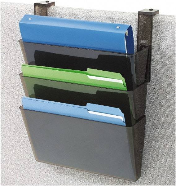 Deflect-o - 13" Wide x 7" High x 4" Deep Plastic Wall File - 3 Compartments, Black - Eagle Tool & Supply