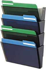 Deflect-o - 13" Wide x 7" High x 4" Deep Plastic Wall File - 4 Compartments, Smoke - Eagle Tool & Supply