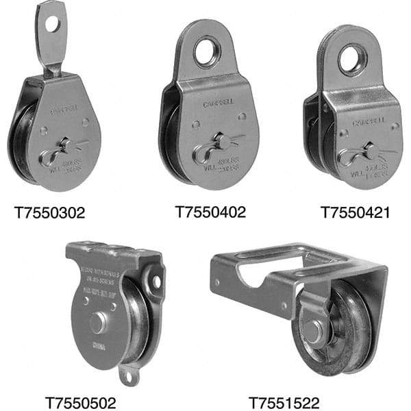 Campbell - Blocks & Pulleys Type: Steel Pulley Rope Type: Fibrous - Eagle Tool & Supply