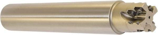 Millstar - 1-1/2" Cut Diam, 1.58" Max Depth, 1-1/2" Shank Diam, Cylindrical Shank Indexable High-Feed End Mill - Screw Holding Method, HFCI-1204 Insert, HFSS Toolholder, Through Coolant - Eagle Tool & Supply