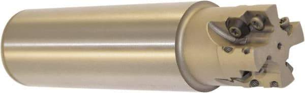 Millstar - 1-1/2" Cut Diam, 1.58" Max Depth, 1-1/2" Shank Diam, Cylindrical Shank Indexable High-Feed End Mill - Screw Holding Method, HFCI-1204 Insert, HFSS Toolholder, Through Coolant - Eagle Tool & Supply