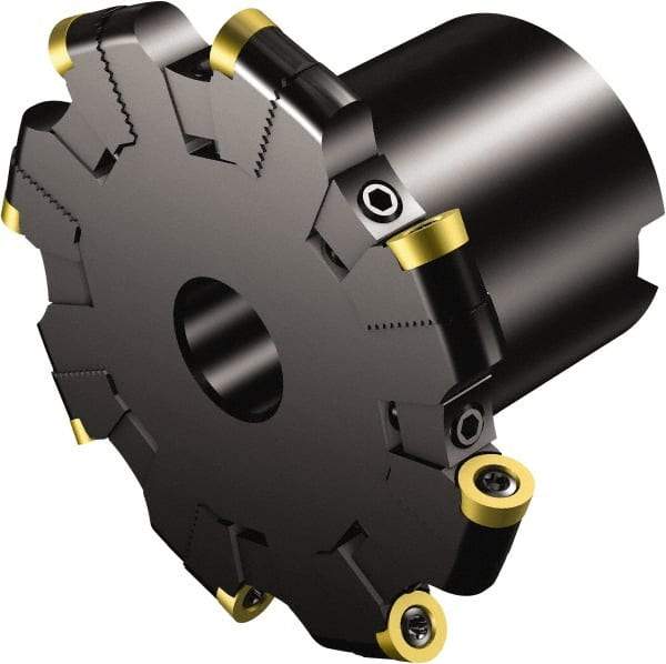 Sandvik Coromant - 1.5 Connection, 0.6299" Cutting Width, 2.106" Depth of Cut, 1-1/2" Hole Diam, 12 Tooth Indexable Slotting Cutter - R331.32..Rxx..MQ Toolholder, RCKT 16 06 M0 Insert, Right Hand Cutting Direction - Eagle Tool & Supply