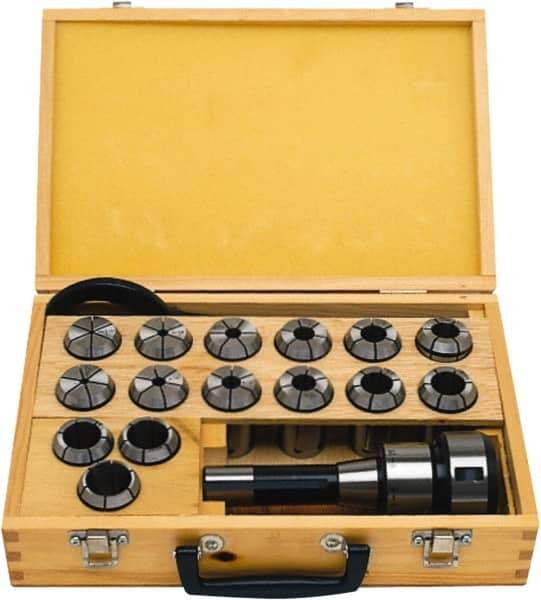 Jet - 17 Piece, 1/16" to 15/16" Capacity, R8 Collet Set - 0.0008" TIR, Series CCS-1 - Exact Industrial Supply