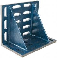 Interstate - 20" Wide x 12" Deep x 16" High Cast Iron Machined Angle Plate - Slotted Plate, Through-Slots on Surface, Double Web, Single Plate - Eagle Tool & Supply