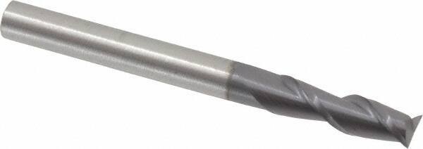 Accupro - 3/16", 5/8" LOC, 3/16" Shank Diam, 2" OAL, 2 Flute, Solid Carbide Square End Mill - Single End, AlTiN Finish, Spiral Flute, 40° Helix, Centercutting, Right Hand Cut, Right Hand Flute - Eagle Tool & Supply