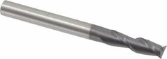 Accupro - 3/16", 5/8" LOC, 3/16" Shank Diam, 2" OAL, 2 Flute, Solid Carbide Square End Mill - Single End, AlTiN Finish, Spiral Flute, 40° Helix, Centercutting, Right Hand Cut, Right Hand Flute - Eagle Tool & Supply